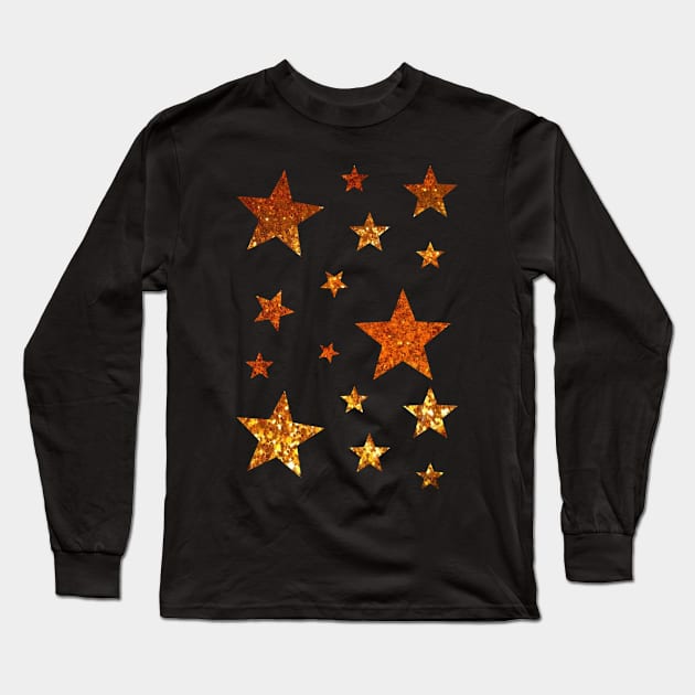 Gold Ombre Faux Glitter Stars Long Sleeve T-Shirt by Felicity-K